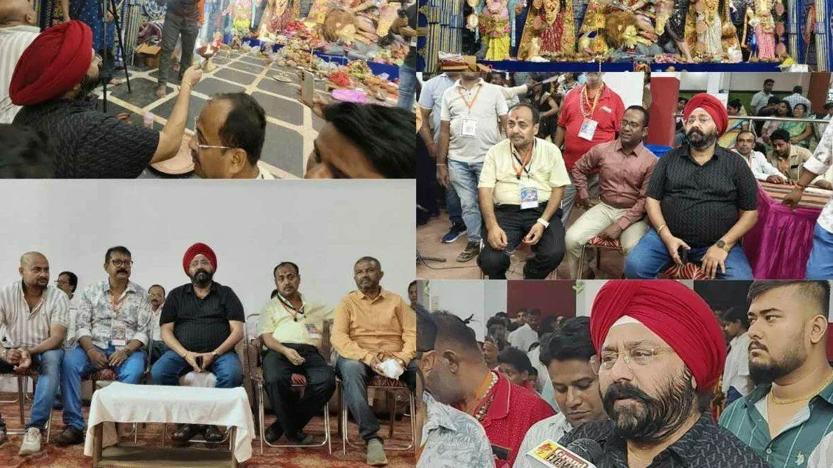 रायपुर के माना कैंप में पुरी जगन्नाथ मंदिर की तर्ज पर बना भव्य दुर्गा पंडाल गुरुचरण सिंह होरा ने की पूजा