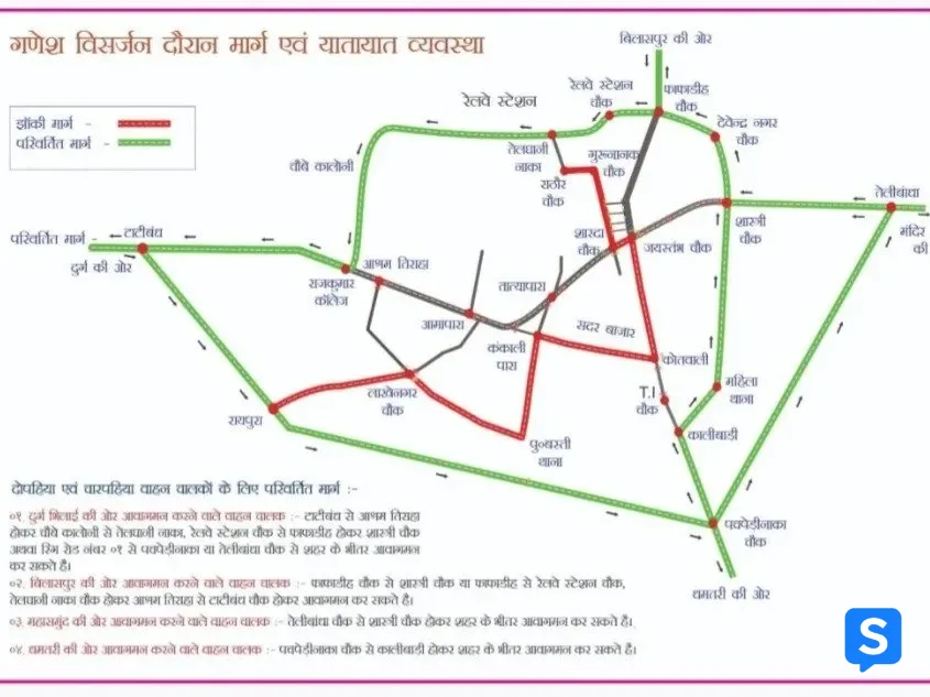 बड़ी खबर: रायपुर में 28 सितंबर को निकलेगी गणेश विसर्जन झांकी: शाम 7 बजे से इन मार्गों पर रहेगा प्रतिबंध, घर से निकलने से पहले देखें ट्रैफिक एडवाइजरी