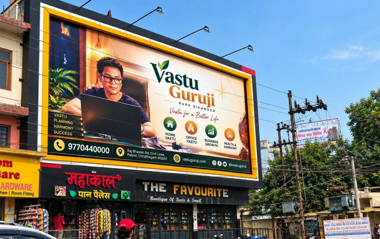 रायपुर में वास्तुगुरुजी राणा सिकंदर के भव्य हॉर्डिंग बने चर्चा का विषय वास्तु शास्त्र और कुंडली सेवाओं की बढ़ी मांग